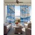 thumbnail image 4 of Blue Coastal Birds Blackout Curtains, Light Blocking Print Window Curtains, Summer Beach Seaside Nautical Thermal Insulated Window Drapes for Living Room Kitchen Cafe 2 Panels, 104"W x 72"L, 4 of 9