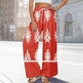 thumbnail image 5 of Women's Geometric Print Palazzo Pants - High Waist Wide Leg Bohemian Summer Casual Trousers with Elastic Waist ,Watermelon Red,S, 5 of 7