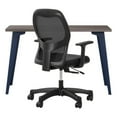 thumbnail image 1 of Bowery Hill Set of Black Mesh Back Chair and Desk in Navy / Trail Walnut, 1 of 4