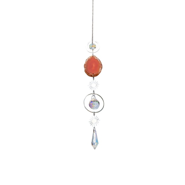 Precio reducido por tiempo limitado!Atrapasueños de cristal: atrapasueños para colgar en ventanas con cristales y rodajas de ágata, adornos de campanillas de viento, decoración para el hogar, decorac