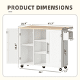 thumbnail image 4 of edx Kitchen Islands Carts with Storage Cabinets, Drop Leaf Countertop on Wheels Rolling, White, 4 of 8
