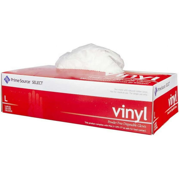 Bunzl Prime Source Large Powder Free 3 Mil Clear Vinyl Gloves -- 1000 per case.