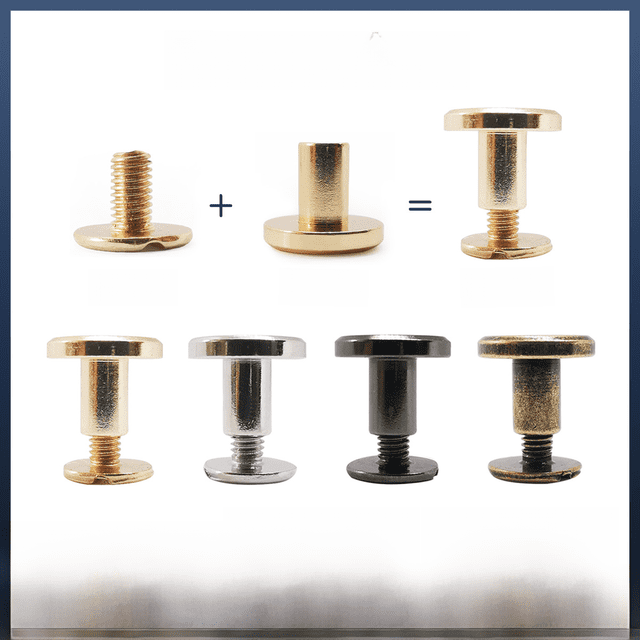 Remache de cabeza plana hembra para conexión de libros de contabilidad, tornillo para correa de encuadernación de fijación de metal para cuaderno