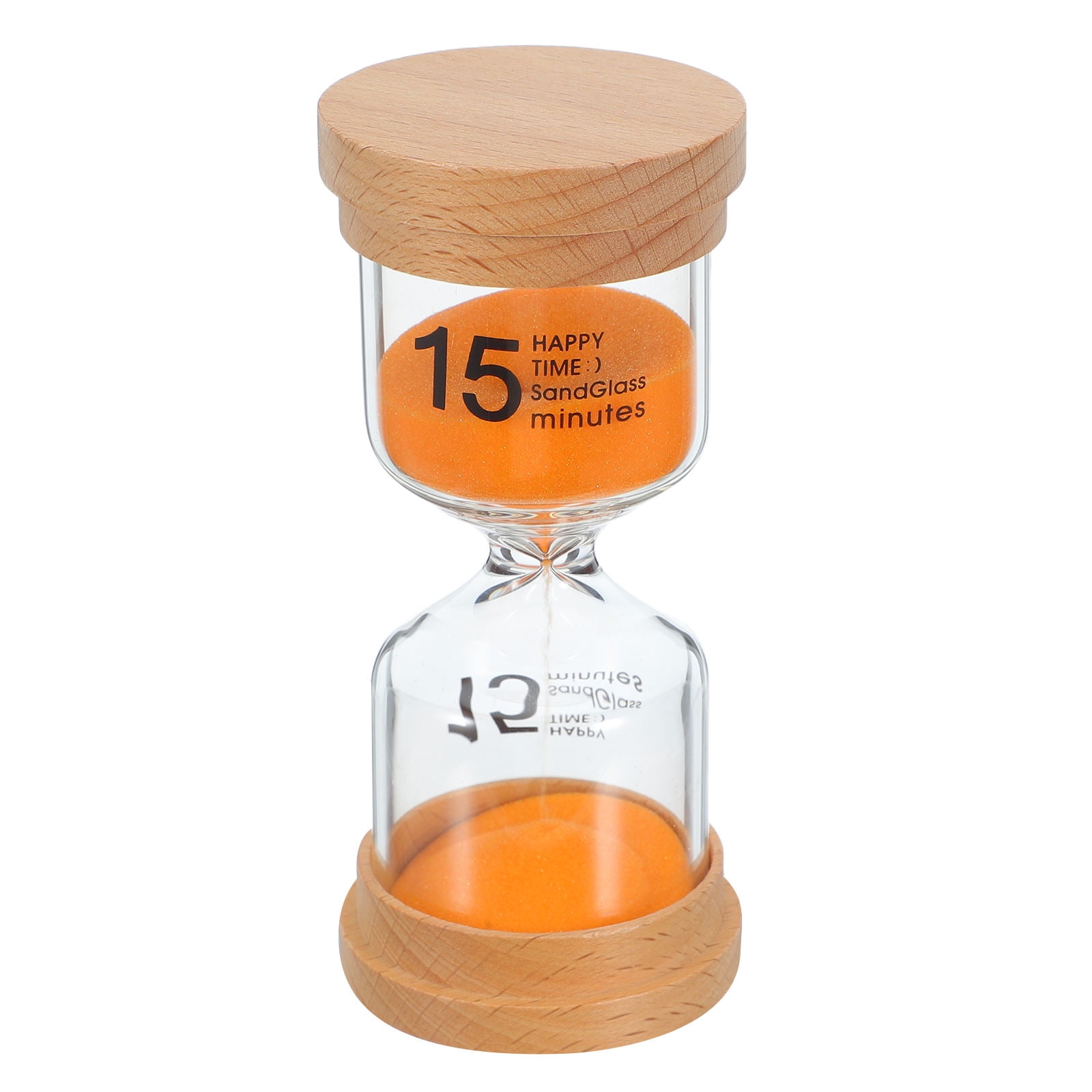 HINTRMENT Wooden Sand Timer 15 Min Orange Glass for Home Precision Timing