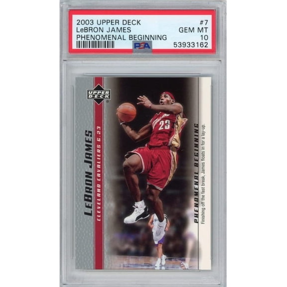 Graded 2003-04 Upper Deck UD LeBron James #7 Phenomenal Beginning Rookie RC Basketball Card PSA 10 Gem Mint