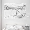 thumbnail image 1 of Venice Tapestry, Rialto Bridge with Gondola Romantic Italian Landmark Inspired Sketchy Cityscape, Wall Hanging for Bedroom Living Room Dorm Decor, 80W X 60L Inches, Black White, by Ambesonne, 1 of 2