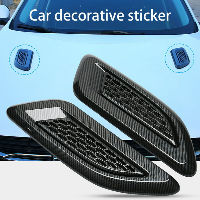 Xyer Universal Vent Cover Stickers Carbon Fiber Car Air Flow Intake Hood  Scoop Stickers for Vehicle White 2Pcs 