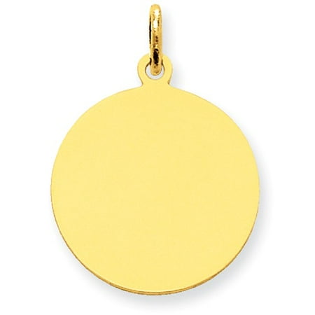 10k Yellow Gold Plain 0.018 Gauge Circular Engravable Disc Charm (0.9in long x 0.7in wide)