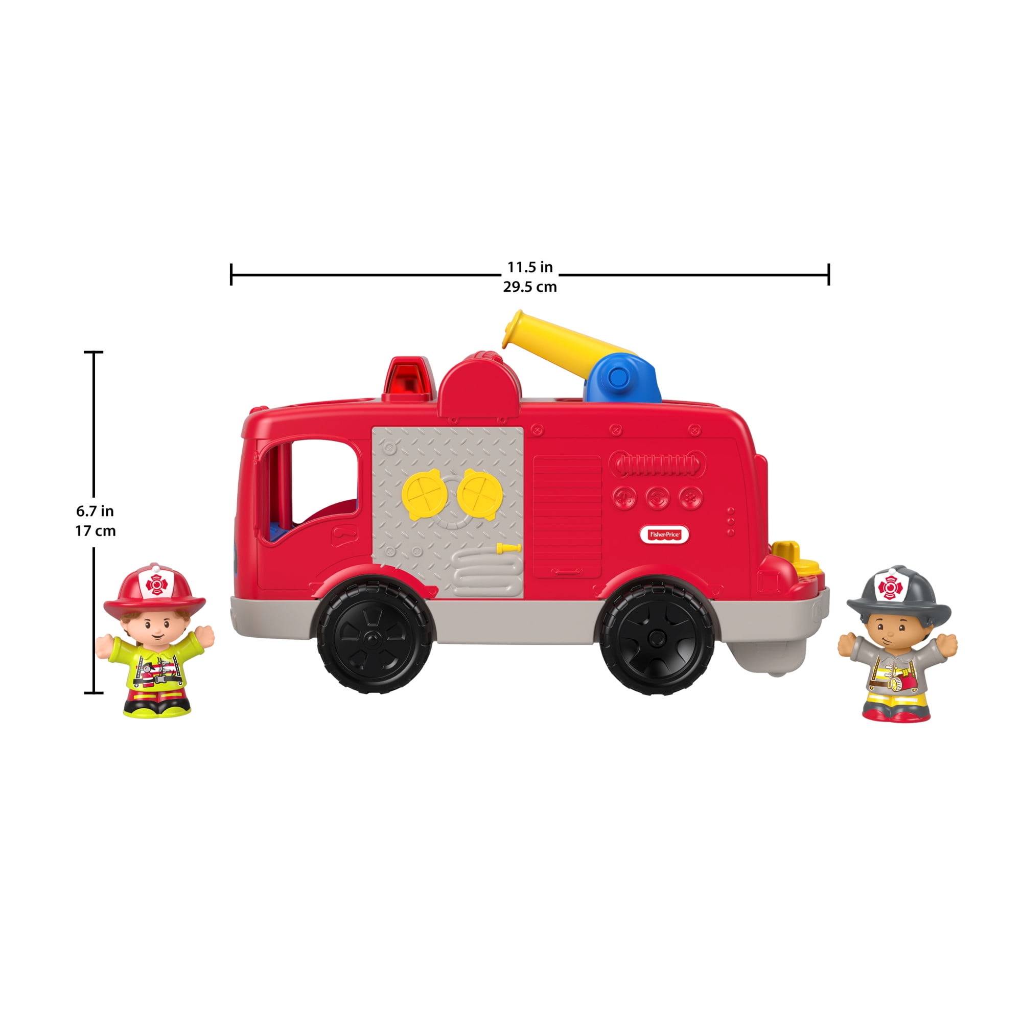 Fisher-Price Little People Helping Others Fire Truck Musical Toddler Toy with 2 Firefighter Figures