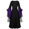 thumbnail image 3 of FEIFLY Gothic Clothes For Women Halloween Lace Skeleton Punk Dress Plus Size Retro Dress Solid Color Festival Clothing, 3 of 4