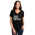 thumbnail image 2 of Love Your Mother Women's Fashion Relaxed V-Neck T-Shirt Tee Heather Black Large, 2 of 5