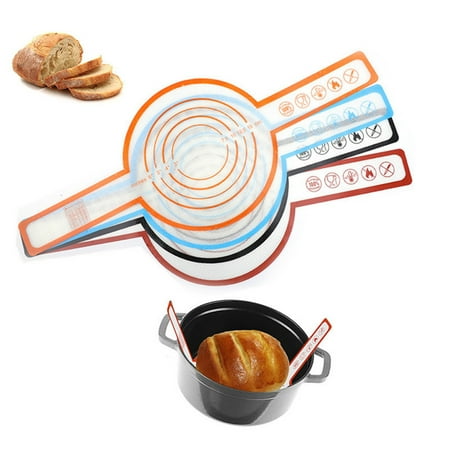 

Citystores Bread Baking Mat Non-stick Long Handle Reusable Inch Scale Heat Resistant Baking Tools Silicone Dutch Oven Bread Baking Pad Kitchen Supplies Black