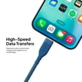 thumbnail image 3 of Powertek Ultra 6ft USB-C to USB-C Cable, Blue, Silicone with PVC Mesh Jacket, Stable Data Transfer, Durable Charging Cable, 3 of 5