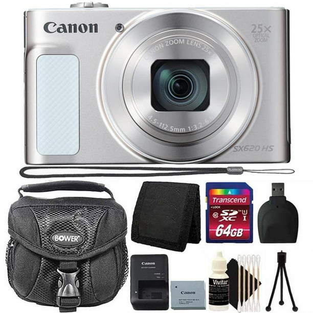 Canon PowerShot SX620 HS 20.2MP Digital Camera (Silver) with 64GB Deluxe Bundle