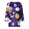 thumbnail image 4 of HAVUITYY Easter 3/4 Sleeve Sweater for Womens, Cute Bunny Eggs Pattern Crew-neck T-Shirts, Spring Oversized Casual Tops, 4 of 5