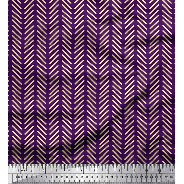 Soimoi Purple Heavy Canvas Fabric Stripe & Diagonal Line Geometric Print Fabric by the Yard 58 Inch Wide