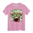 thumbnail image 1 of Chemises pour Fillettes, T-Shirt à Manches Courtes, Col Rond, Coupe Décontractée, Basique, Rose 3 Ans-4 Ans, 1 of 4