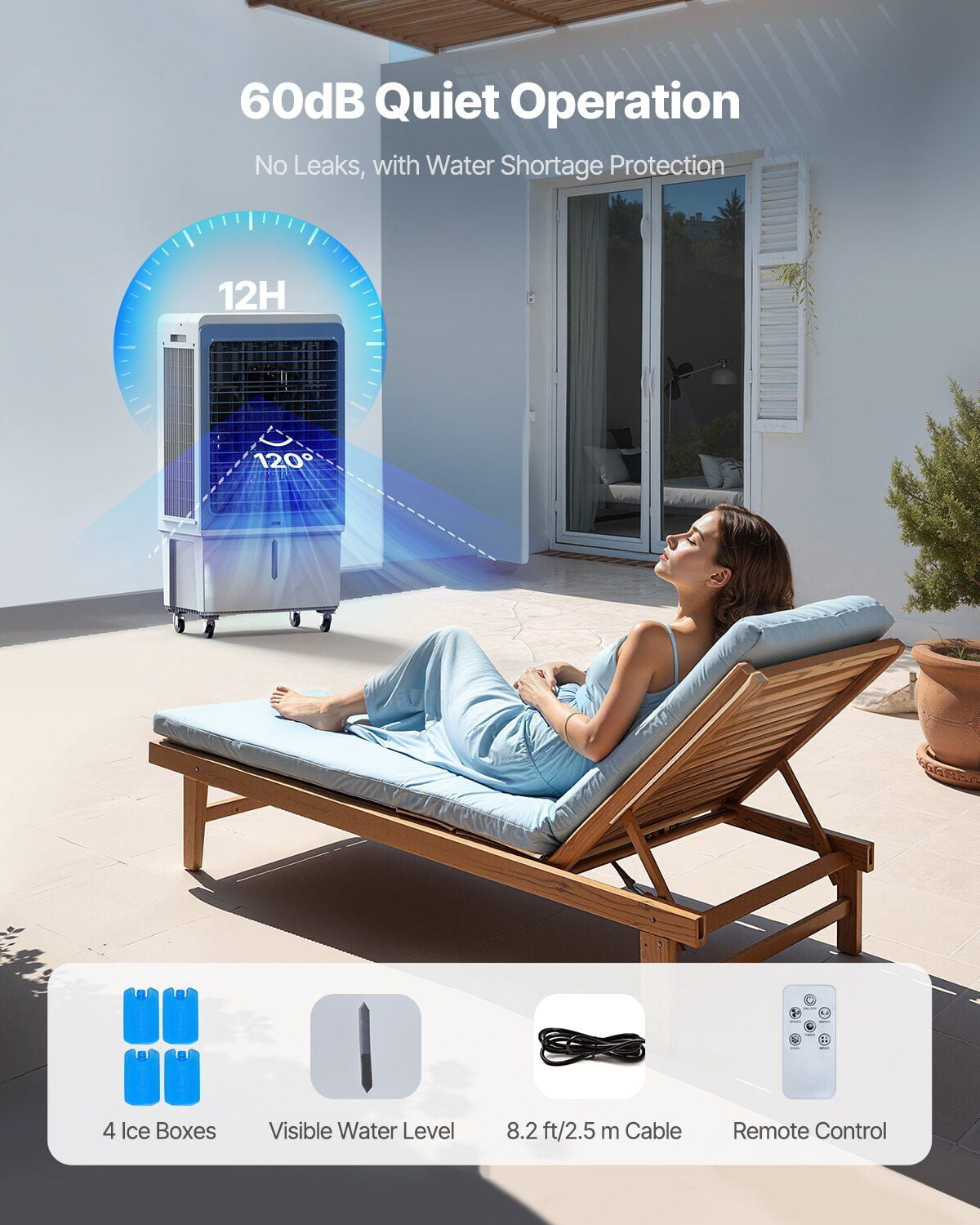 CAFORKP 4129 CFM Evaporative Air Cooler | 12.7 Gallon (48L) Extra Large Tank Portable Swamp Cooler with Remote Control, 3 Speed, Long-Lasting Cooling