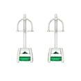 thumbnail image 4 of 2 Ct Emerald Cut Studs Green Emerald 14K White Solid Solid Gold Everyday Dainty Earrings Screw Back, 4 of 7
