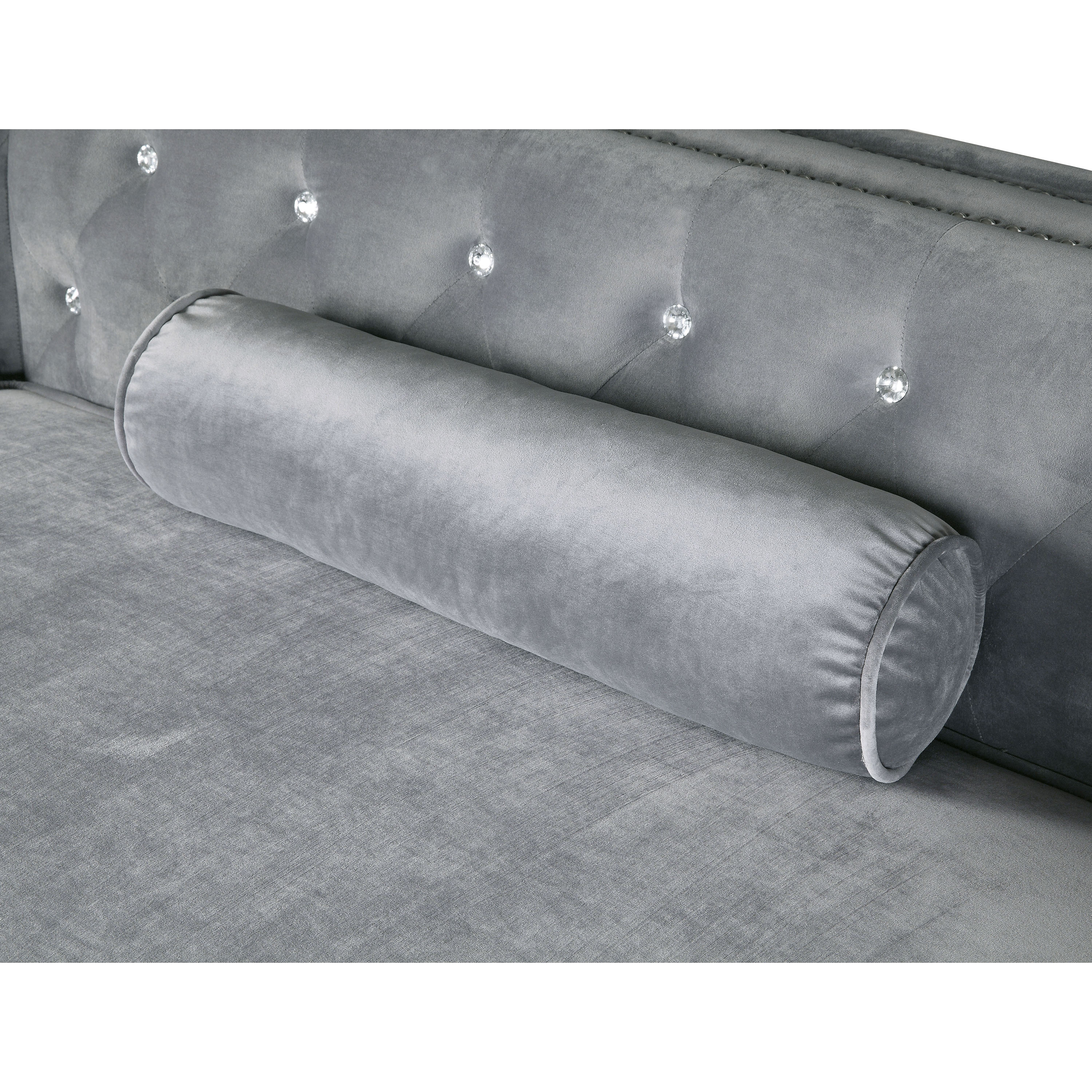 Furniture of America Tufted Fabric Glam Ginny Sectional, Gray