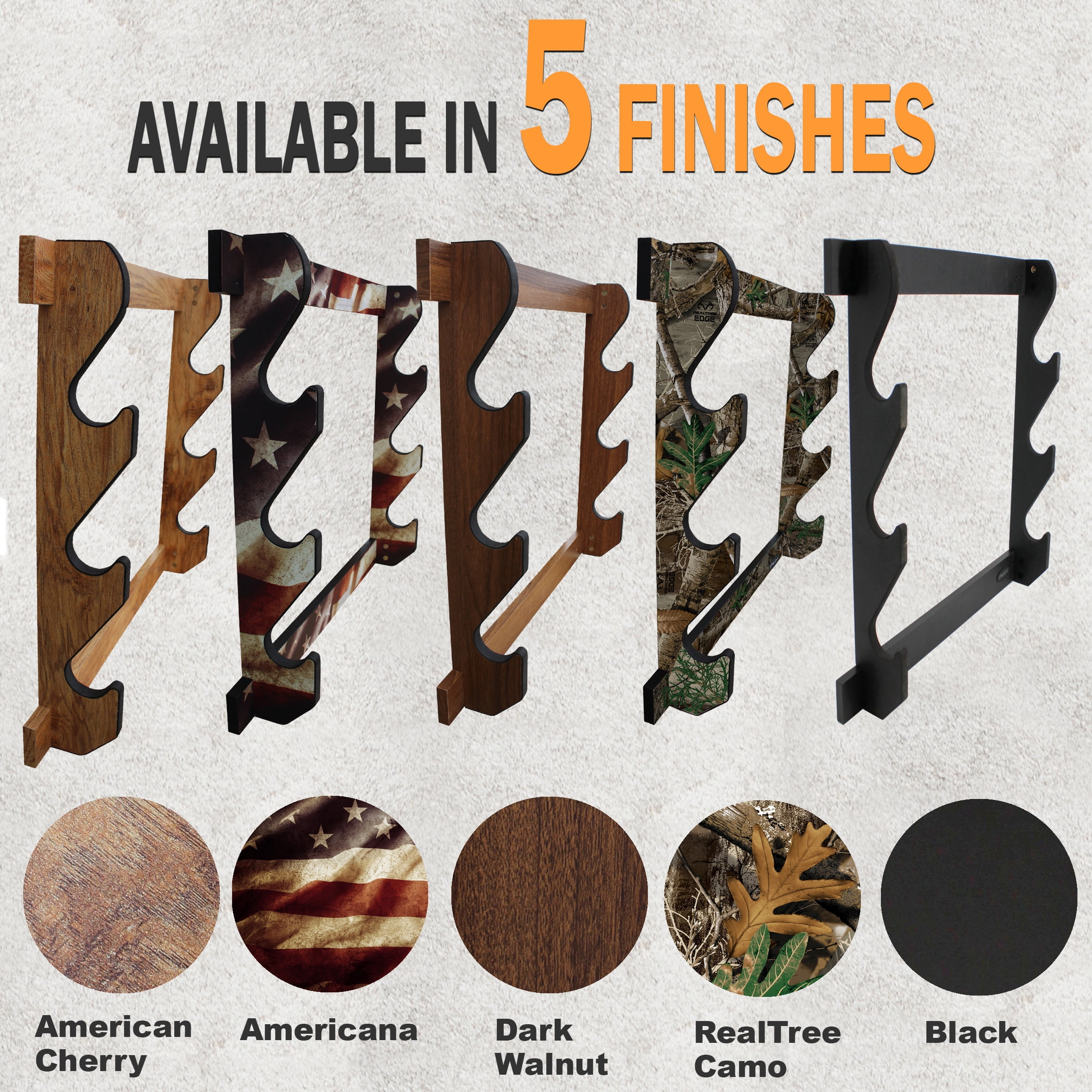 Rush Creek Creations Wall Gun Rack, 3 Gun Capacity, Indoor Storage Display, Black Finish