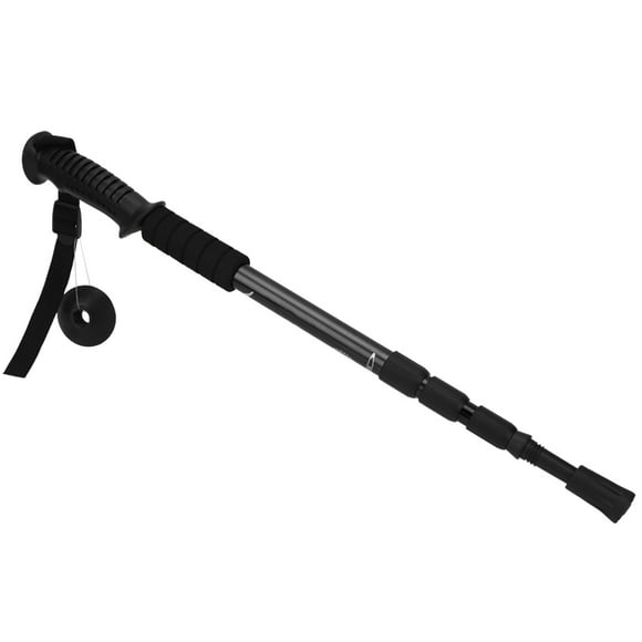 M Buder Bastón de Senderismo Aleación Aluminio 4 Secciones Amortiguador Mango Recto Alpinismo Camping Outdoor Trekking Pole 53-110 cm / 20.9-43.3 inches Negro