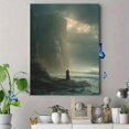 thumbnail image 4 of Couple Embrace Coastal Cliff Watercolor Canvas Print Decor, 4 of 8
