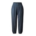 thumbnail image 2 of XXLvision Women Mid Waist Side Pockets Solid Wide Leg Casual Pants, 2 of 4