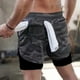 thumbnail image 1 of Pantalones cortos para correr para hombre, deportivos, de ocio, para exteriores, holgados, con múltiples bolsillos, de doble capa, para comercio exterior, 1 of 5