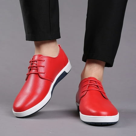 

PhoneSoap Summer Style Men s Breathable Comfortable Business Lace Up Leisure Solid Color Leather Shoes Red