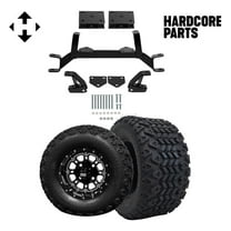 Hardcore Parts 4" Drop Axle Lift Kit for EZGO TXT/PDS (1994.5-2001.5) Gas Golf Cart with 10" Black 'Panther' Wheels and 20"x10"-10" DOT rated All-Terrain tires
