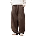 thumbnail image 1 of Men's Drapey Loose Casual Pants Japanese Retro Pleated Design Micro Leg Drawstring Long Pants, 1 of 6