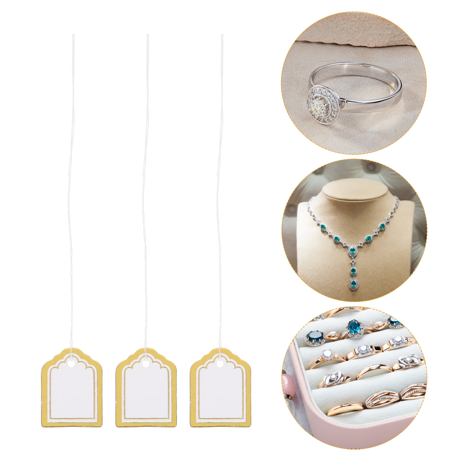IMIKEYA 500Pcs Durable Cardboard Price Labels with String for Jewelry Clothes and Retail Use