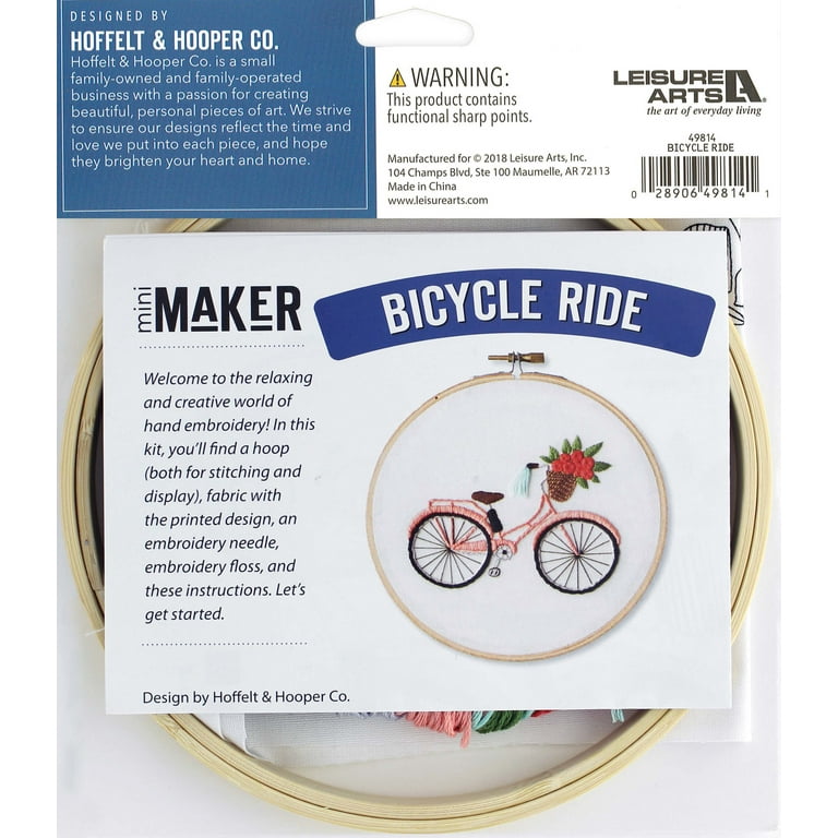 Leisure Arts Embroidery Kit 6 Bicycle Ride - embroidery kit for beginners  - embroidery kit for adults - cross stitch kits - cross stitch kits for  beginners - embroidery patterns 