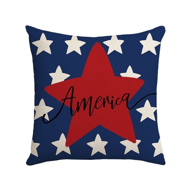 Independence Day Pillowcase Home Sofa Linen Pillowcase Independence Day Star Letter Print Red