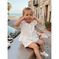 thumbnail image 6 of Cenuakty Toddler 0-3T Girls Summer Outfit Ruffled Hem Button up Short Sleeves T-Shirt and Elastic Shorts Set Cute 2 Piece Clothes, 6 of 9