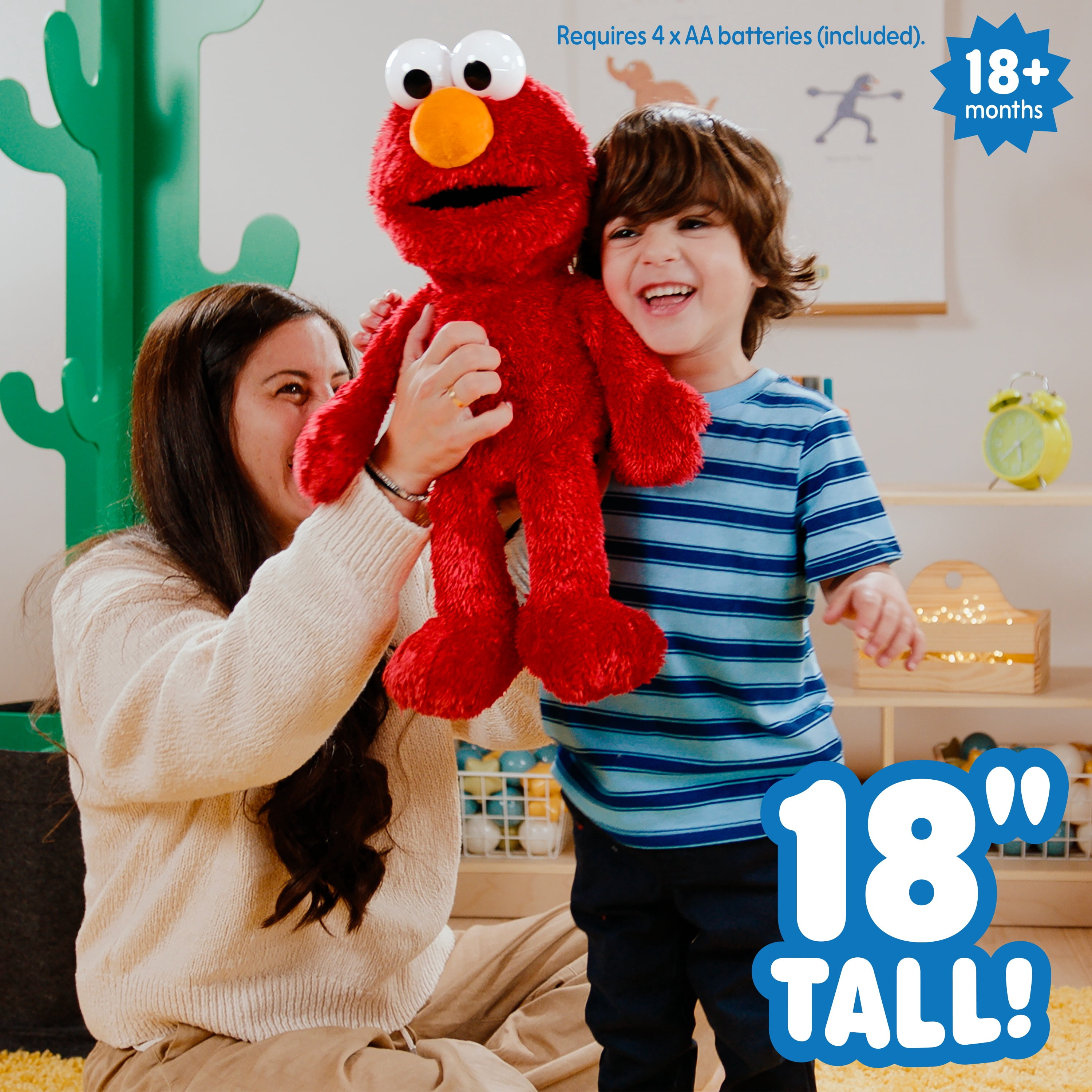Sesame Street Tickle Me Elmo Giggle Max 18-Inch Interactive Plush Toy, Biggest Tickliest Elmo Ever, Ages 18 Months+