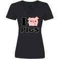 thumbnail image 3 of Inktastic I Love Pigs Women's V-Neck T-Shirt, 3 of 5