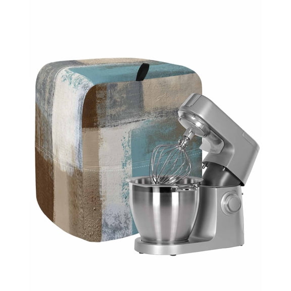 Modern Blue Stand Mixer Dust Cover with Storage Pocket & Handles, Rustic Mottled Oil Painting Texture Fits All Tilt Head & Bowl Lift Kitchen Appliance Cover Organizer Bag Accessories, 6-8 Quart