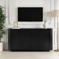thumbnail image 6 of 64'' Modern Fluted Buffet Sideboard Cabinet with Storage, Large Storage Cabinet with Adjustable Shelves, Press-Spring Door Console Table for Living Room Dining Room Entryway 31.5" H, Black, 6 of 9