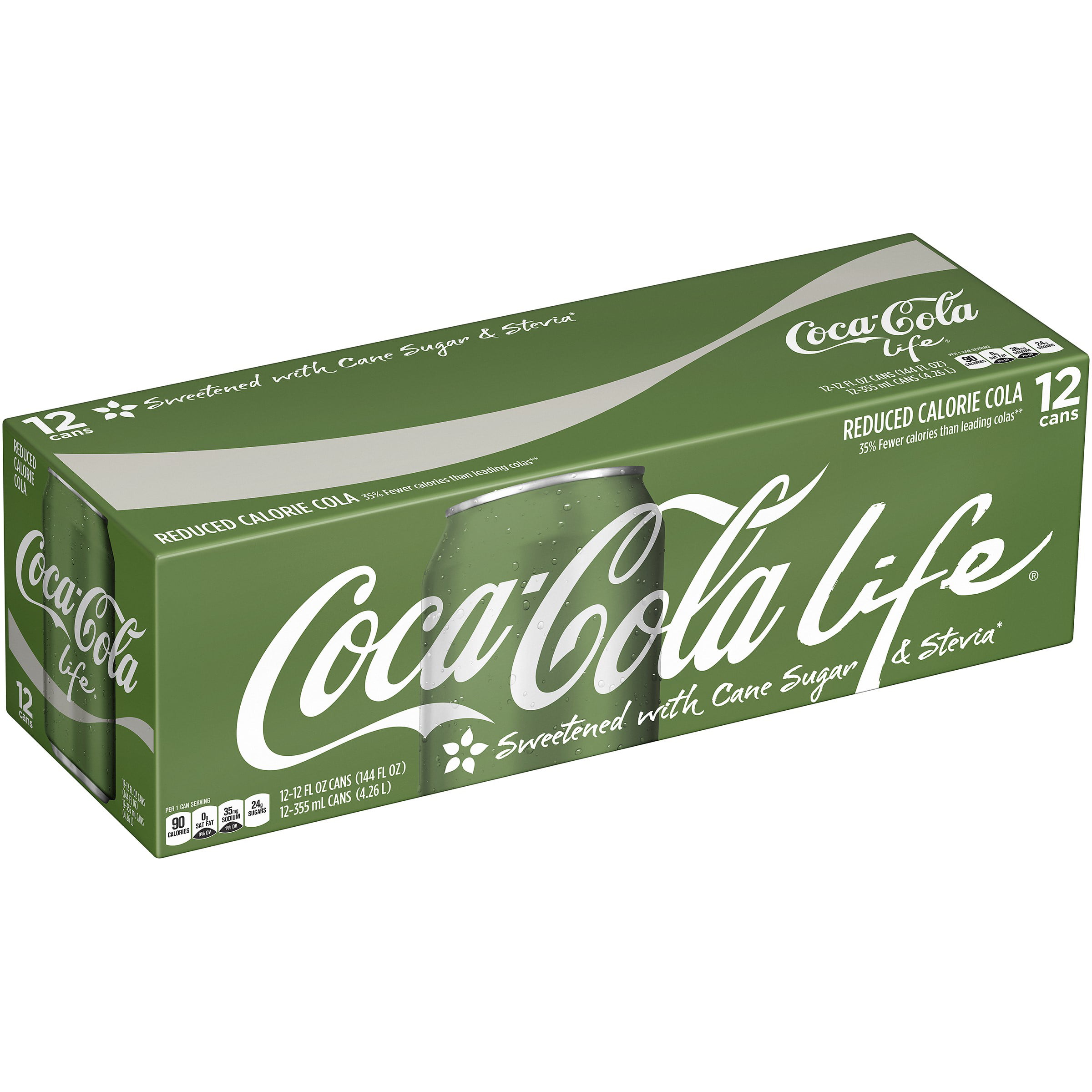 Coca Cola Life Sweetened With Cane Sugar Stevia Soda 12 Fl Oz 12 Count