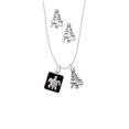 thumbnail image 2 of Delight Jewelry Silvertone Turtle on Black Frame Silver tone Zig Zag Christmas Tree Charm Necklace and Stud Earrings, 2 of 4