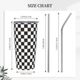 thumbnail image 5 of Kll Black And White Checkerboard Stainless Stainless Steel Vacuum Insulated Coffee Cup 20 Oz Lids And Straws,1 Metal Straws,1 Cleaning Brush, 5 of 9