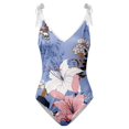 thumbnail image 2 of Aayomet High Cut One Piece Swimsuit Tummy Control Bathing Suits Modest Swimwear Criss Cross Tapes,Pink L, 2 of 4