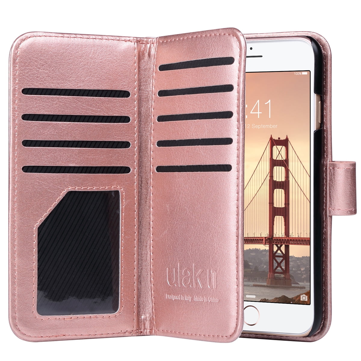 iPhone 7 Case, ULAK PU Leather iPhone 7 Wallet Case with [Credit Card Slot] Closure