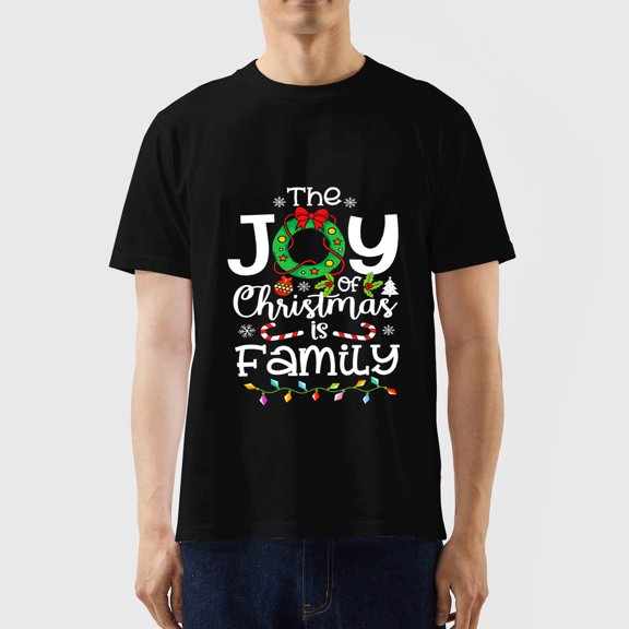 The Joy Christmas is Family Matching Xmas T-Shirt For Men, Cotton Unisex Graphic T Shirts Black S