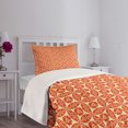 thumbnail image 5 of Ambesonne Geometric Quilted Bedspread Set 2 Pcs, Japanese Flowers, Twin Size, Vermilion Cream, 5 of 6