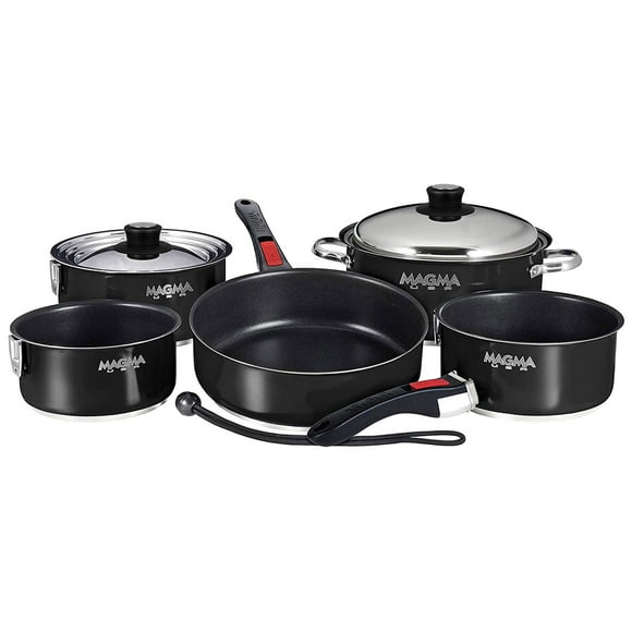 Magma 10 Pc Induction Cookware Set w/ Nonstick Enamel Finish, Black