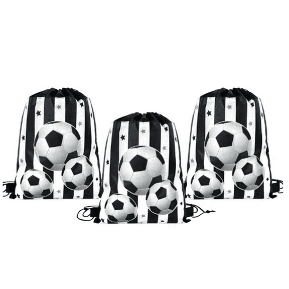 24Pcs Football Favors Drawstring Bags Soccer Gift Goodie Bag Kids Sports Theme Decoration Supplies A