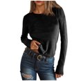 thumbnail image 2 of DAFPZW Basic Going Out Crop Tops for Women Fall Long Sleeve Slim Fit Crew Neck Casual Solid Color Streetwear T Shirts, 2 of 7